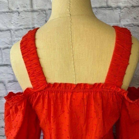 H&M US 6 Burnt Orange Off Shoulder Bohemian Sundress 100% Cotton Knee Length - Picture 5 of 14